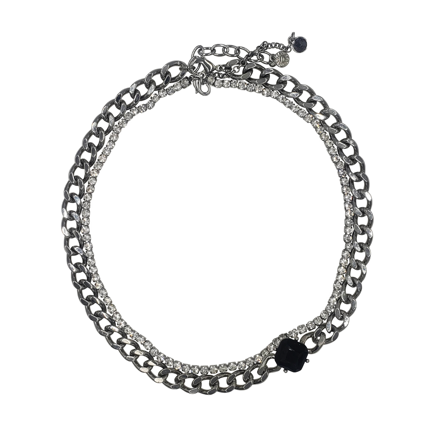 Asymmetric Stone with  Tennis chain necklace