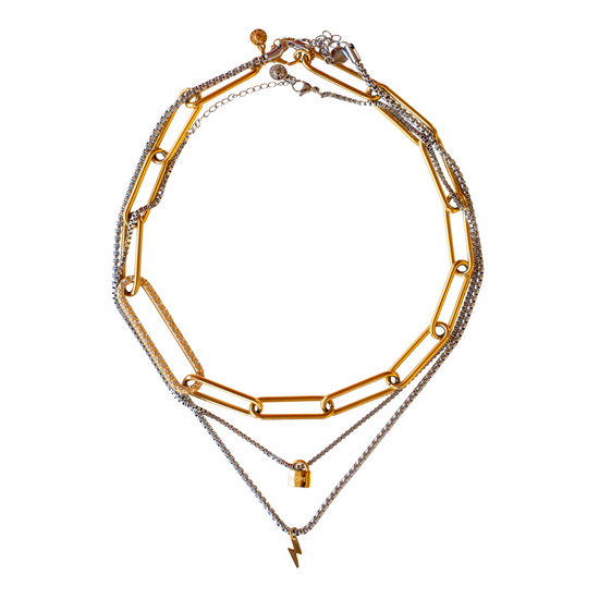 Asymmetric Chip chain necklace with layers