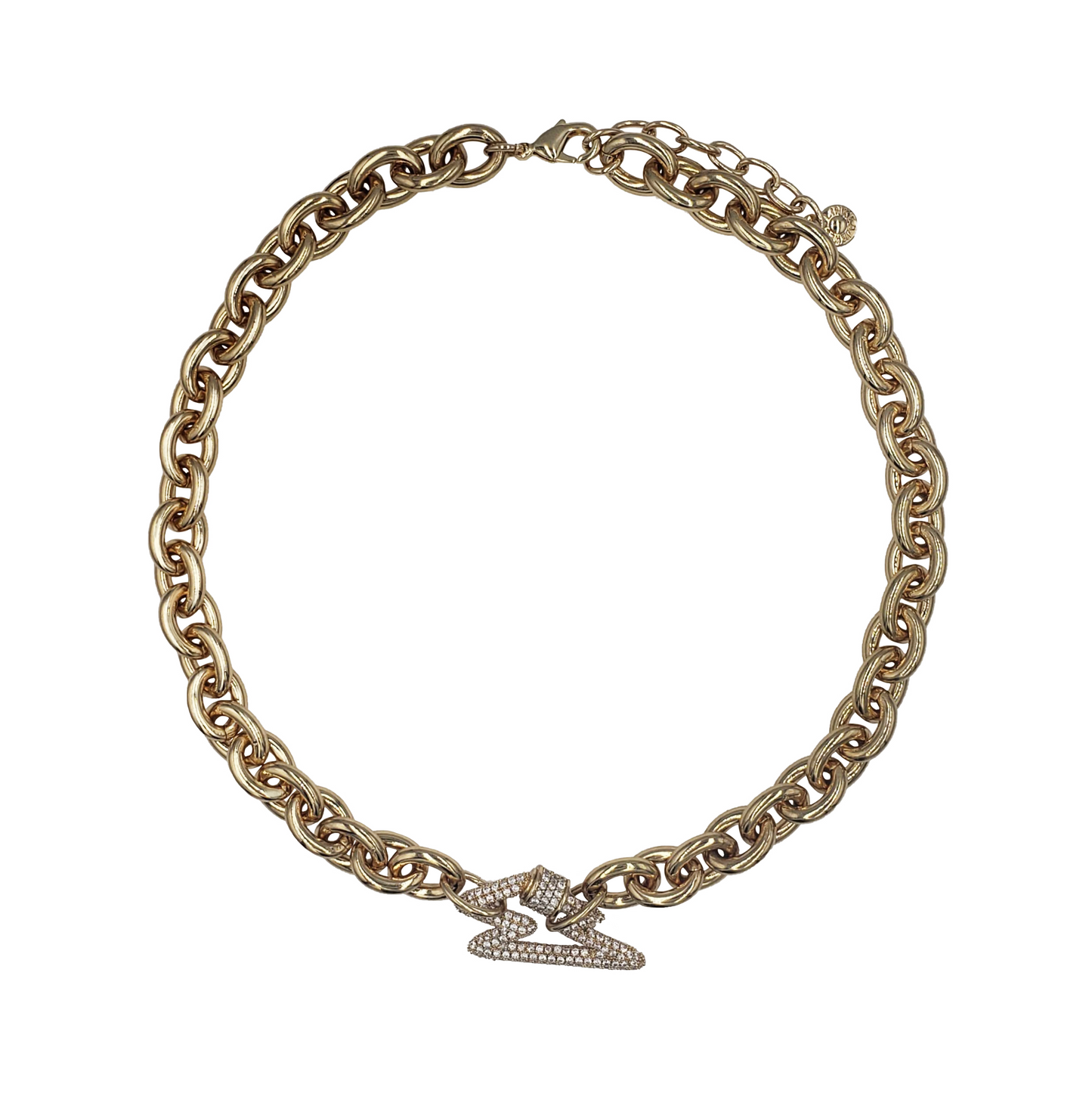 Stone Paved Lightning Pendant Chain
