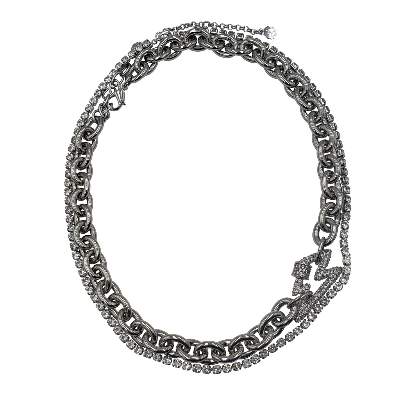 Layered necklace with lightning with tennis chain necklace