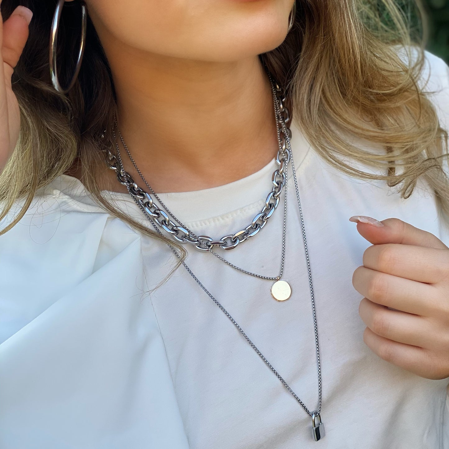 Lock Pendant Long Necklace