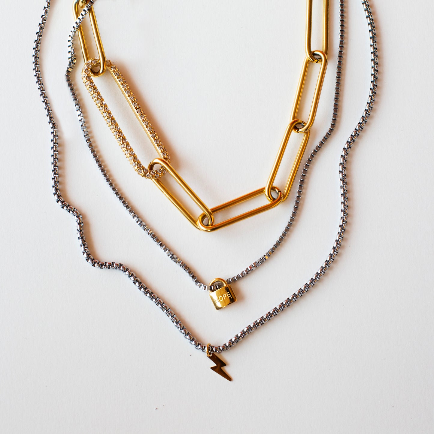 Asymmetric Clip chain necklace